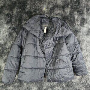 Banana Republic Boxy Puffer Jacket Womens Size 8 Midnight Black Insulated